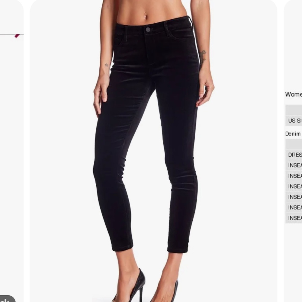 Joe's Jeans Black Velvet Cropped Ankle Pants